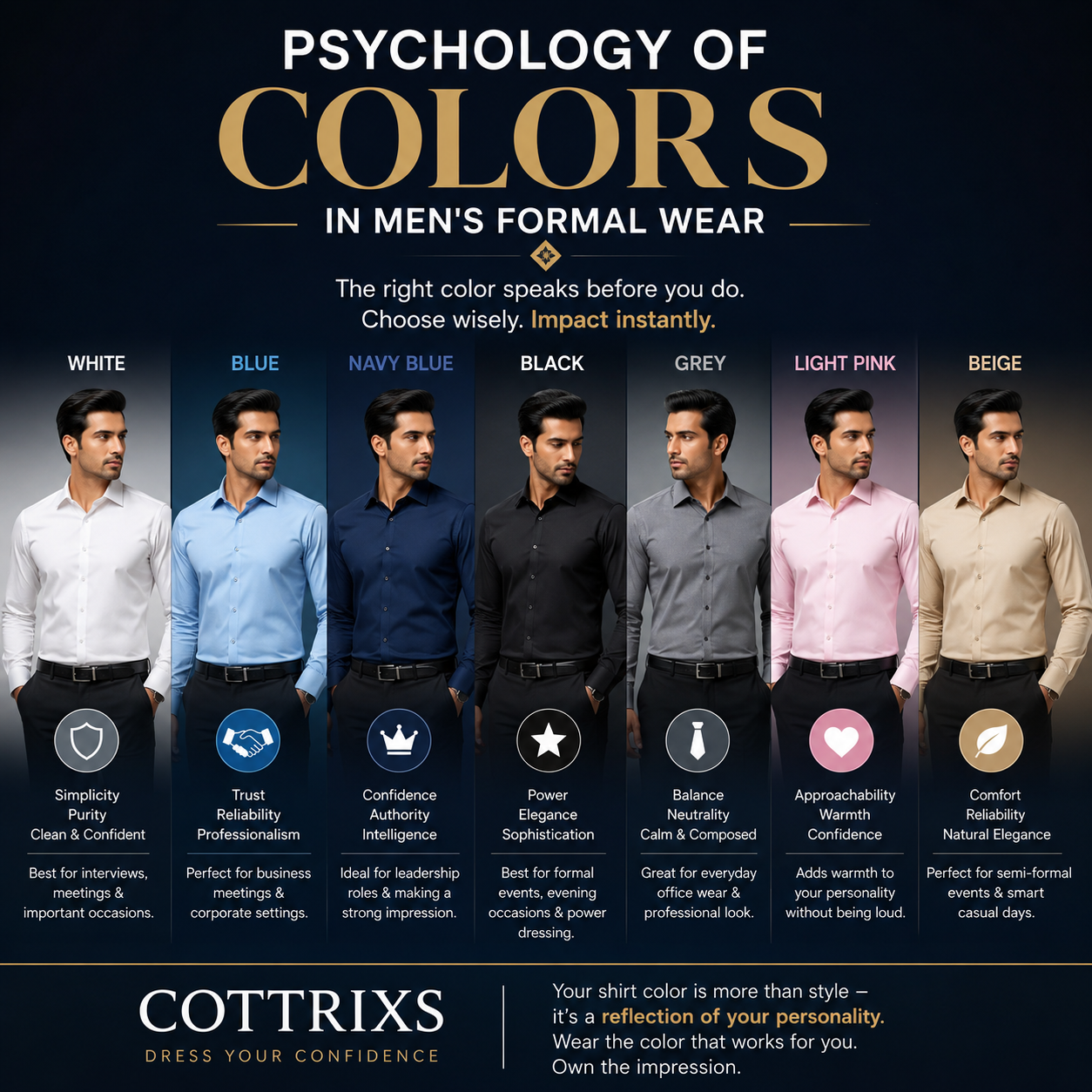 7 Powerful Psychology of Colors in Men's Formal Wear Tips Cottrixs